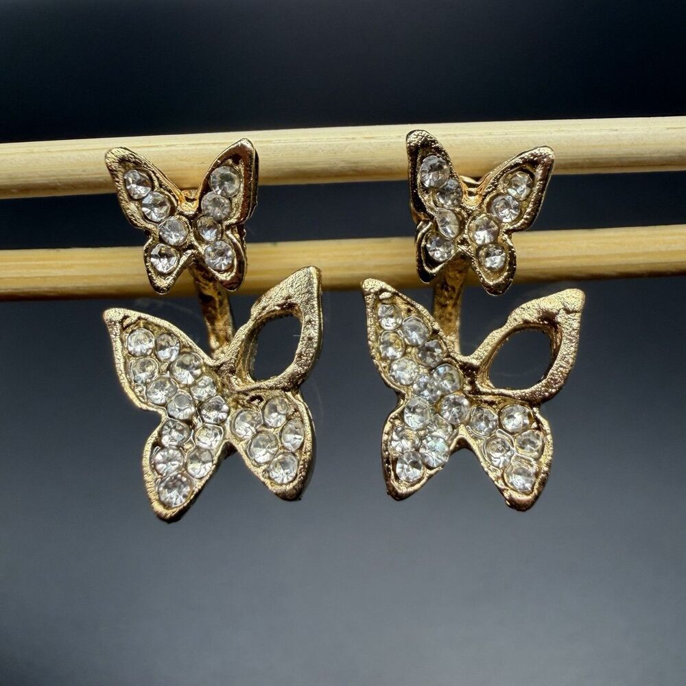 TB Lovely Butterfly Rhinestones Fashion Jewelry Women Stud Accessory Earrings